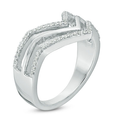 0.18 CT. T.W. Diamond Triple Row Chevron Band in Sterling Silver