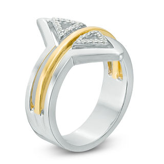 0.09 CT. T.W. Diamond Double Triangle Ring in Sterling Silver and 10K Gold