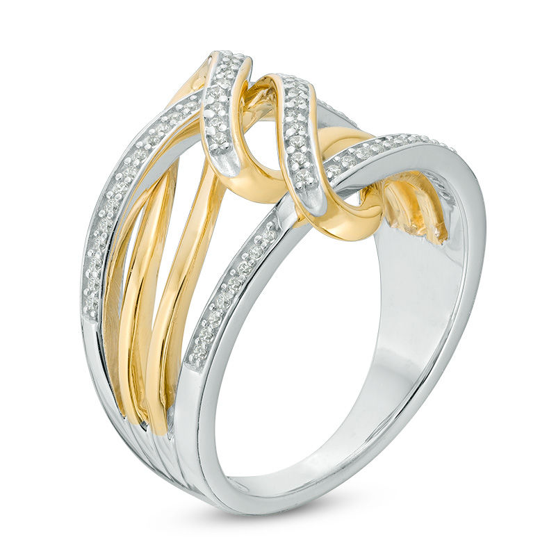 0.18 CT. T.W. Diamond Interlocking Loop Ring in Sterling Silver and 10K Gold|Peoples Jewellers