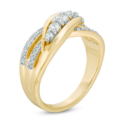 0.45 CT. T.W. Diamond Layered Crossover Ring in 10K Gold