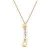 Personalized Linear Bar with Cut-Out Heart Pendant in 10K White or Yellow Gold (3-9 Characters)