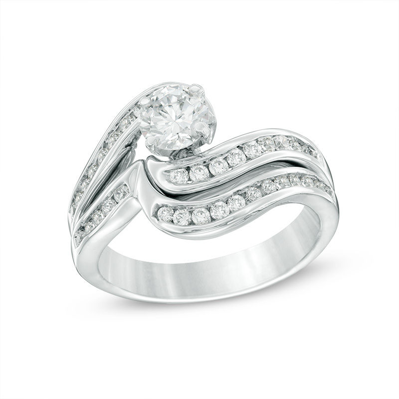 1.23 CT. T.W. Diamond Bypass Bridal Set in 10K White Gold|Peoples Jewellers