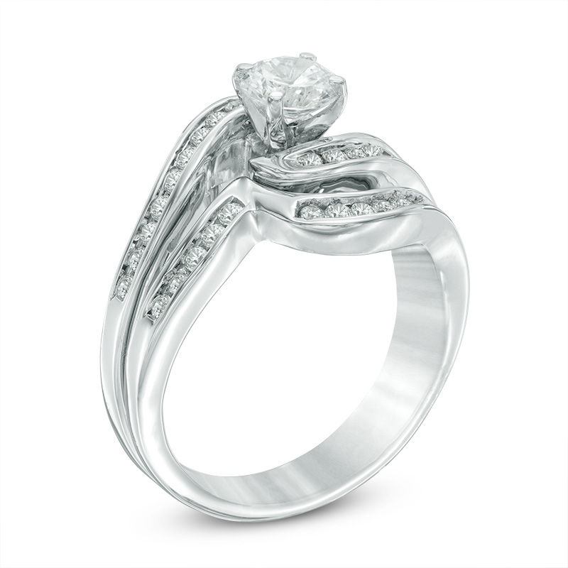 1.23 CT. T.W. Diamond Bypass Bridal Set in 10K White Gold|Peoples Jewellers