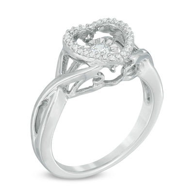 Unstoppable Love™ 0.11 CT. T.W. Diamond Heart Frame Twist Shank Ring in Sterling Silver