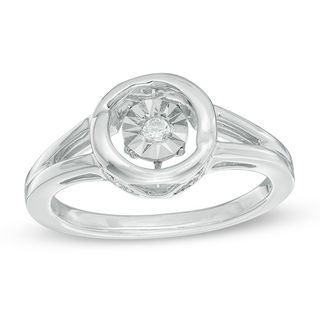 Unstoppable Love™ 0.09 CT. Diamond Solitaire Frame Split Shank Ring in 10K White Gold