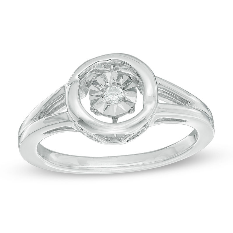 Unstoppable Love™ 0.09 CT. Diamond Solitaire Frame Split Shank Ring in 10K White Gold|Peoples Jewellers