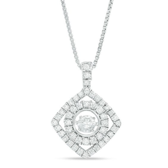 Unstoppable Love™ 0.45 CT. T.W. Diamond Circle in Square Pendant in 10K White Gold