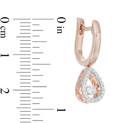 Unstoppable Love™ 0.30 CT. T.W. Diamond Teardrop Frame Drop Hoop Earrings in 10K Rose Gold