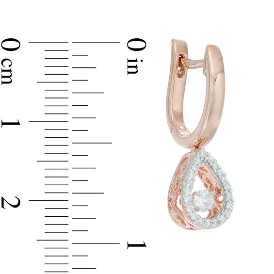 Unstoppable Love™ 0.30 CT. T.W. Diamond Teardrop Frame Drop Hoop Earrings in 10K Rose Gold