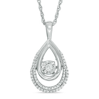 Unstoppable Love™ 0.18 CT. T.W. Diamond Double Teardrop Pendant in 10K White Gold