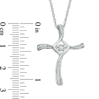 Unstoppable Love™ 0.11 CT. T.W. Diamond Swirl Cross Pendant in 10K White Gold