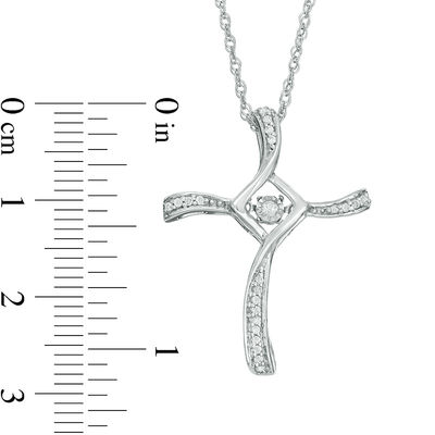 Unstoppable Love™ 0.11 CT. T.W. Diamond Swirl Cross Pendant in 10K White Gold