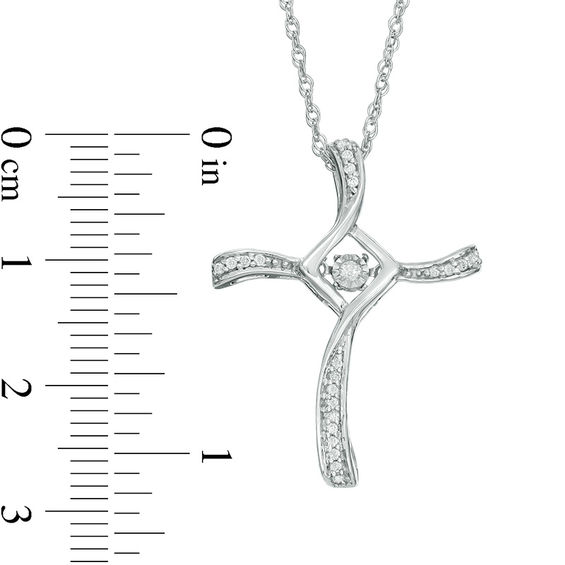 Unstoppable Love™ 0.11 CT. T.W. Diamond Swirl Cross Pendant in 10K White Gold