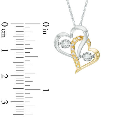 Unstoppable Love™ 0.12 CT. T.W. Diamond Double Heart Pendant in 10K Two-Tone Gold