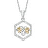 Unstoppable Love™ Diamond Accent Hexagon Frame Bee Pendant in Sterling Silver and 10K Gold