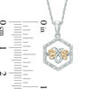 Unstoppable Love™ Diamond Accent Hexagon Frame Bee Pendant in Sterling Silver and 10K Gold