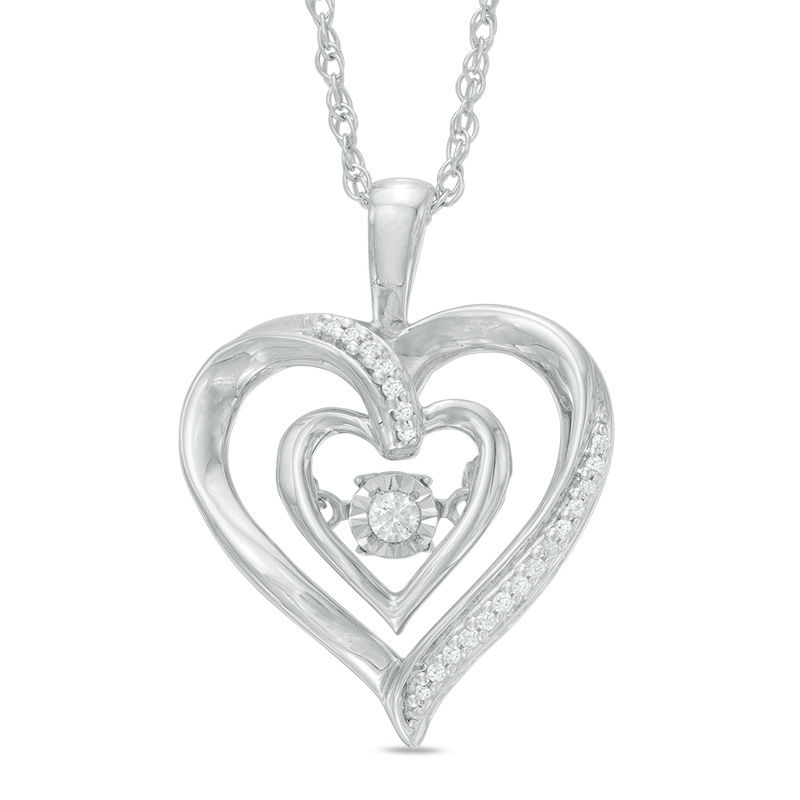 Unstoppable Love™ 0.09 CT. T.W. Diamond Double Heart Pendant in Sterling Silver|Peoples Jewellers