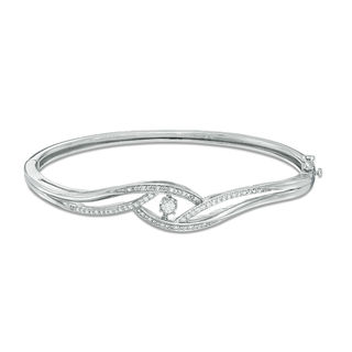 Unstoppable Love™ 0.33 CT. T.W. Diamond Swirl Bangle in Sterling Silver - 7.5"