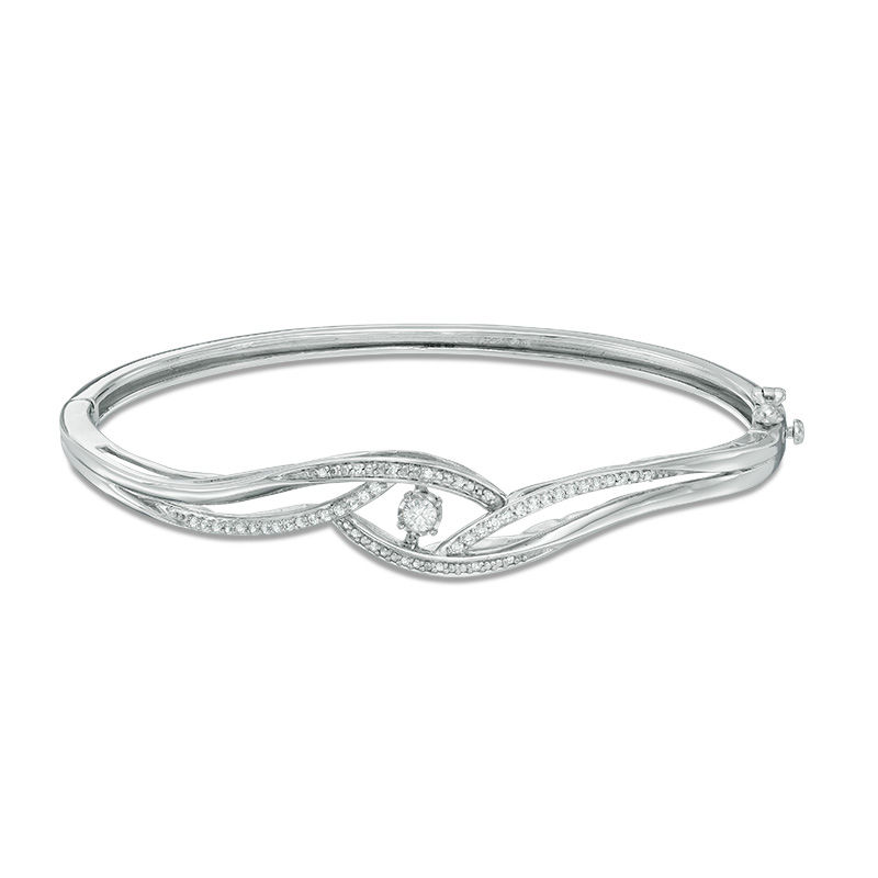 Unstoppable Love™ 0.33 CT. T.W. Diamond Swirl Bangle in Sterling Silver - 7.5"|Peoples Jewellers