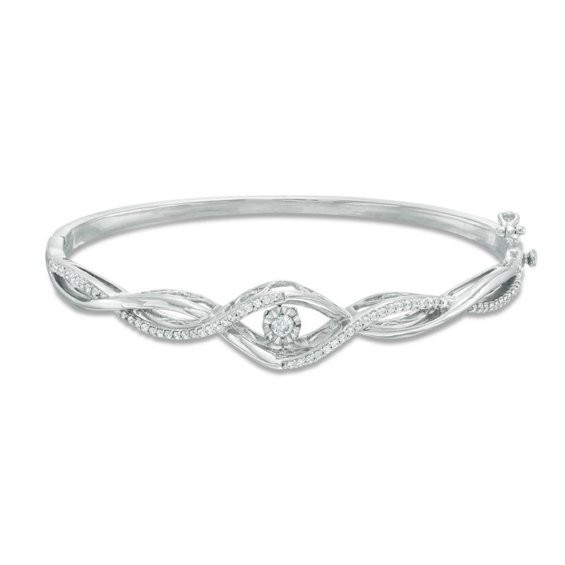 Unstoppable Love™ 0.37 CT. T.W. Diamond Bypass Twist Bangle in 10K White Gold|Peoples Jewellers