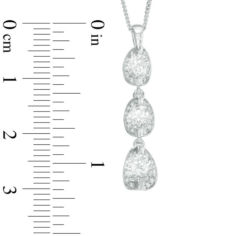 1.00 CT. T.W. Certified Canadian Diamond Three Stone Pendant in 14K White Gold (I/I2) - 17"|Peoples Jewellers