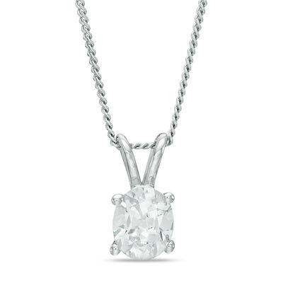 0.50 CT. Certified Canadian Oval Diamond Solitaire Pendant in 14K White Gold (I/I1) - 17"