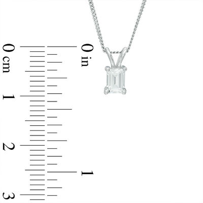 0.50 CT. Certified Canadian Emerald-Cut Diamond Solitaire Pendant in 14K White Gold - 17"