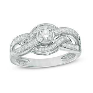 0.50 CT. T.W. Diamond Bypass Twist Engagement Ring in 10K White Gold