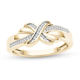 0.08 CT. T.W. Diamond &quot;X&quot; Ring in 10K Gold