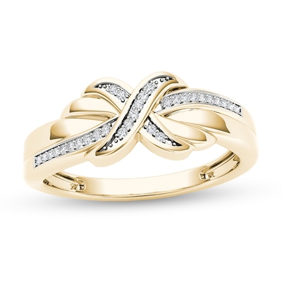 0.08 CT. T.W. Diamond "X" Ring in 10K Gold