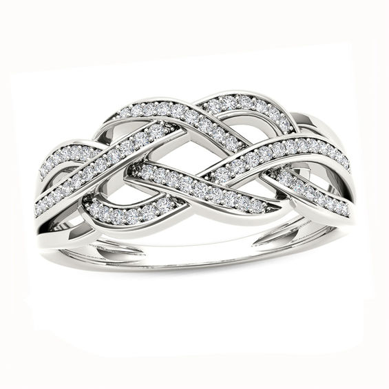 0.18 CT. T.W. Diamond Loose Braid Ring in 10K White Gold