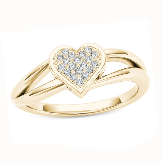 0.04 CT. T.W. Diamond Heart Promise Ring in 10K Gold