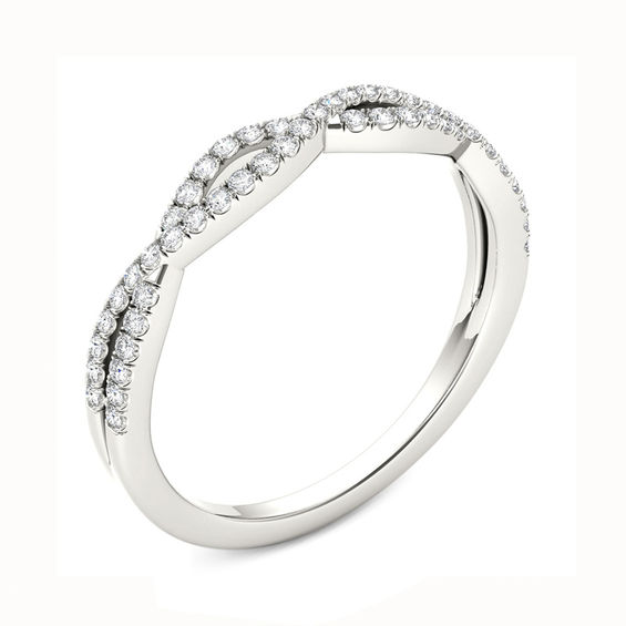 0.13 CT. T.W. Diamond Twist Ring in 10K White Gold