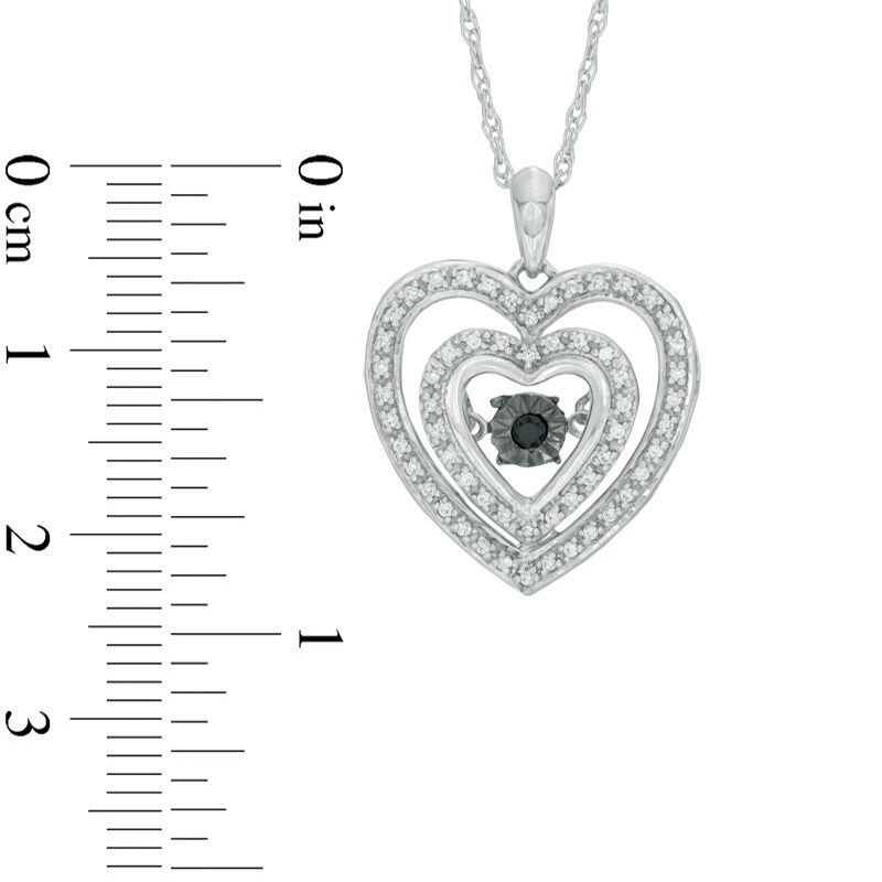 Unstoppable Love™ 0.18 CT. T.W. Enhanced Black and White Diamond Double Heart Pendant in 10K White Gold|Peoples Jewellers
