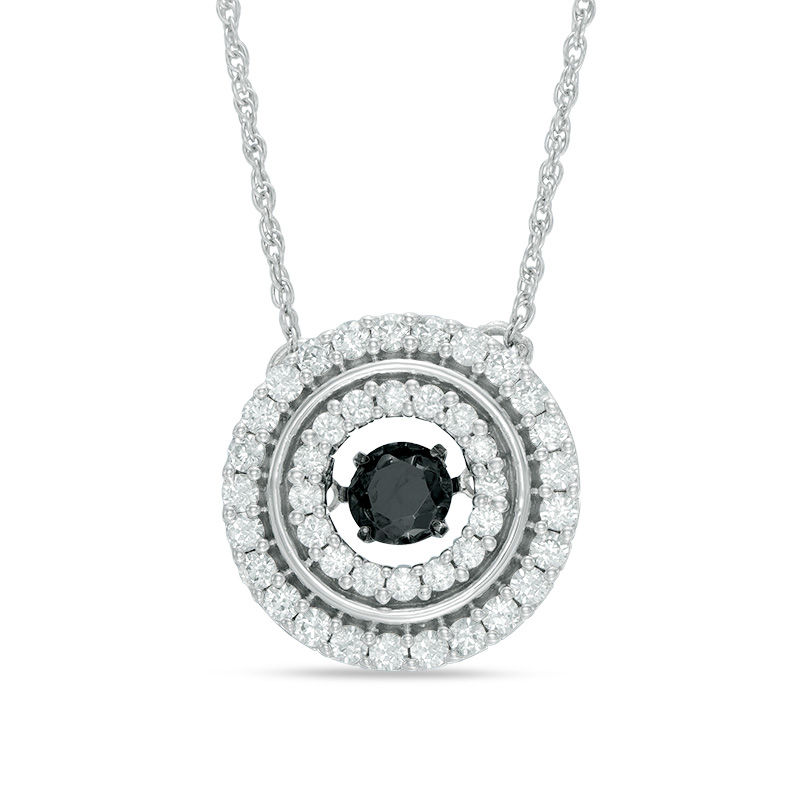 Unstoppable Love™ 0.95 CT. T.W. Enhanced Black and White Diamond Double Frame Pendant in 10K White Gold|Peoples Jewellers
