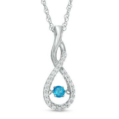 Unstoppable Love™ 0.29 CT. T.W. Enhanced Blue and White Diamond Infinity Twist Pendant in Sterling Silver