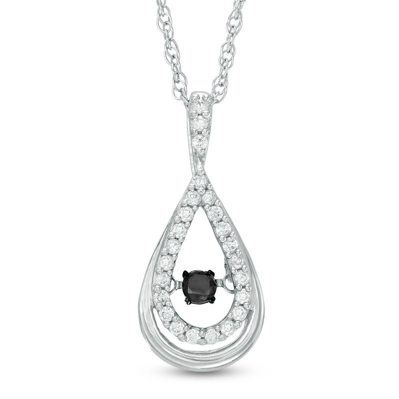 Unstoppable Love™ 0.18 CT. T.W. Enhanced Black and White Diamond Teardrop Pendant in Sterling Silver|Peoples Jewellers