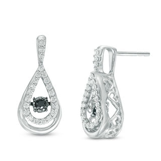 Unstoppable Love™ 0.30 CT. T.W. Enhanced Black and White Diamond Pear-Shaped Drop Earrings in Sterling Silver