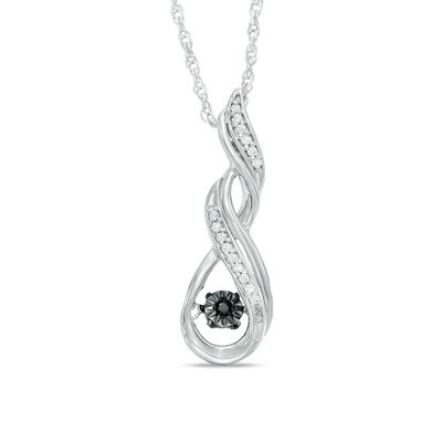 Unstoppable Love™ 0.09 CT. T.W. Enhanced Black and White Diamond Cascading Infinity Pendant in Sterling Silver