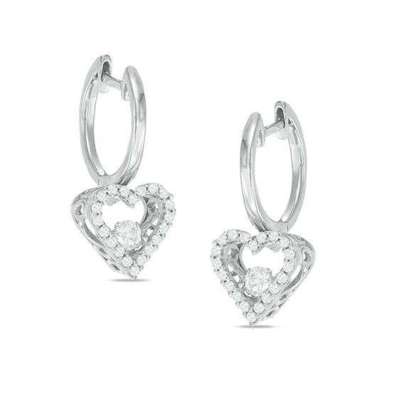 Unstoppable Love™ 0.45 CT. T.W. Diamond Heart-Shaped Drop Earrings in 10K White Gold