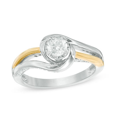 0.50 CT. T.W. Diamond Swirl Bypass Engagement Ring in 10K Two-Tone Gold