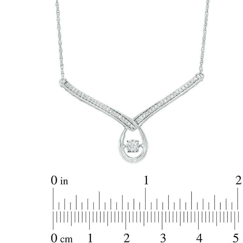 Unstoppable Love™ 0.23 CT. T.W. Diamond Teardrop Chevron Necklace in 10K White Gold|Peoples Jewellers