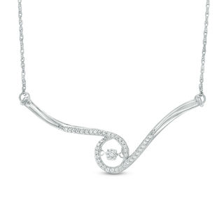 0.145 CT. T.W. Diamond Double Row V Necklace in Sterling Silver - 16.5