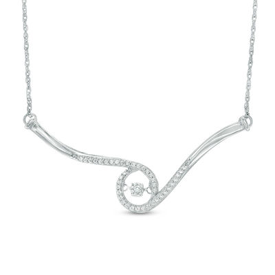 Unstoppable Love™ 0.18 CT. T.W. Diamond Chevron Swirl Necklace in 10K White Gold