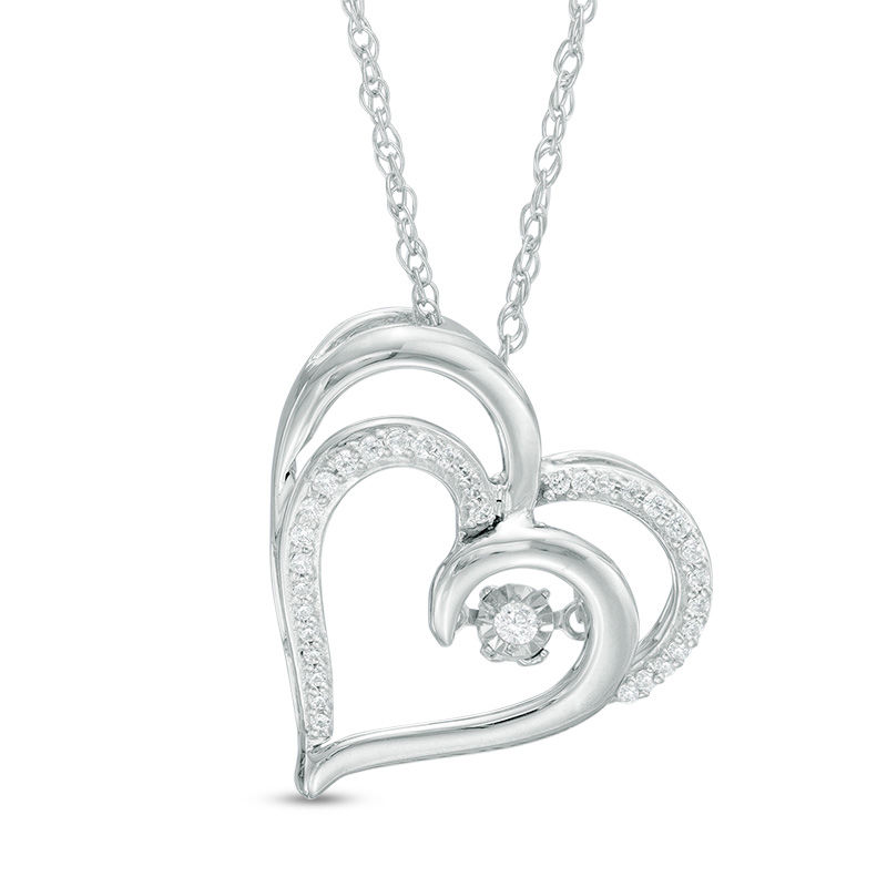 Unstoppable Love™ 0.15 CT. T.W. Diamond Tilted Double Heart Pendant in Sterling Silver|Peoples Jewellers