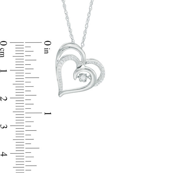 Unstoppable Love™ 0.15 CT. T.W. Diamond Tilted Double Heart Pendant in Sterling Silver