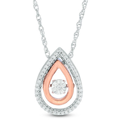 Unstoppable Love™ 0.15 CT. T.W. Diamond Double Teardrop Pendant in 10K Two-Tone Gold