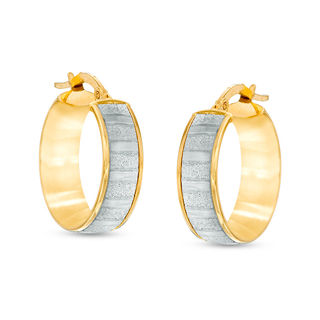 Glitter Enamel Striped Hoop Earrings in 14K Gold