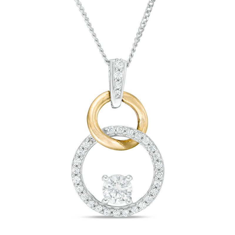 0.40 CT. T.W. Certified Canadian Diamond Interlocking Circle Pendant in 14K Two-Tone Gold (I/I2) - 17"