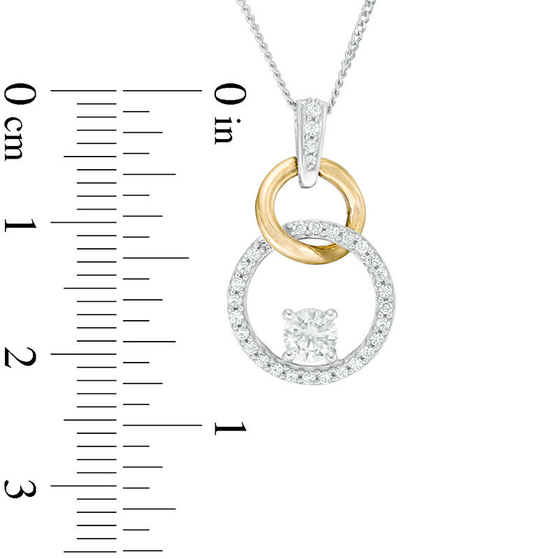 0.40 CT. T.W. Certified Canadian Diamond Interlocking Circle Pendant in 14K Two-Tone Gold (I/I2) - 17"